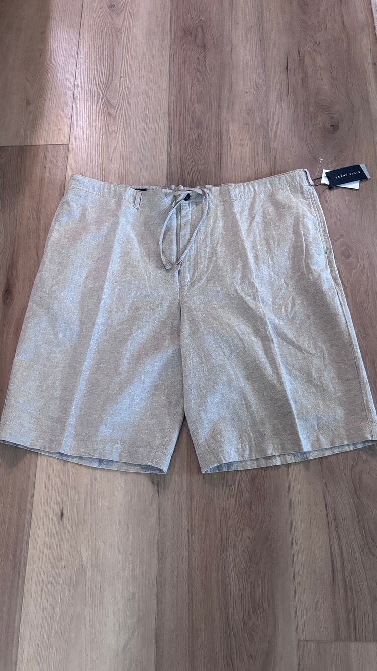Perry Ellis - NWT Men's Linen blend drawstring shorts Size: 40